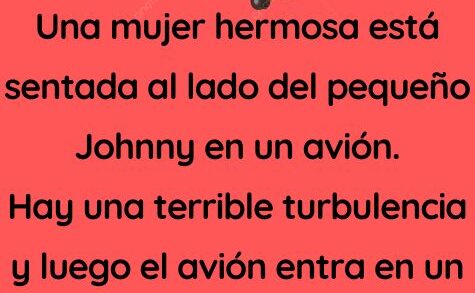 Una mujer hermosa y el pequeño Johnny en un avión